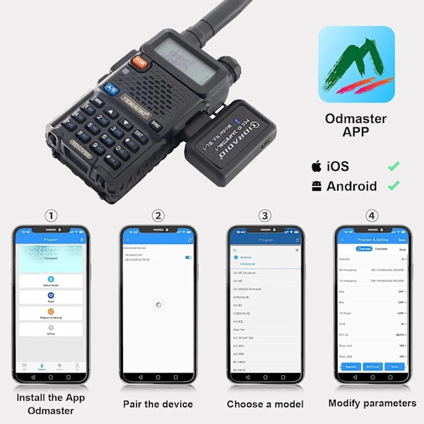 Walkie Talkie Trådlös Programmerare Telefon&PC Bluetooth Programmering