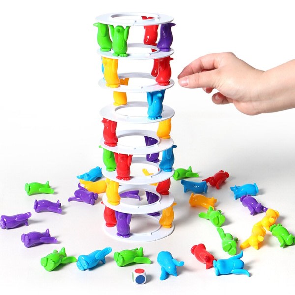 Lapset Penguin Tower Collapse Balance Peli lelu hauska bileet pelit hullu pingviini Crash torni