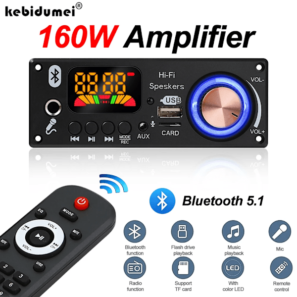 Bluetooth 5.1 DIY 160W Forsterker MP3 Dekoder Bord