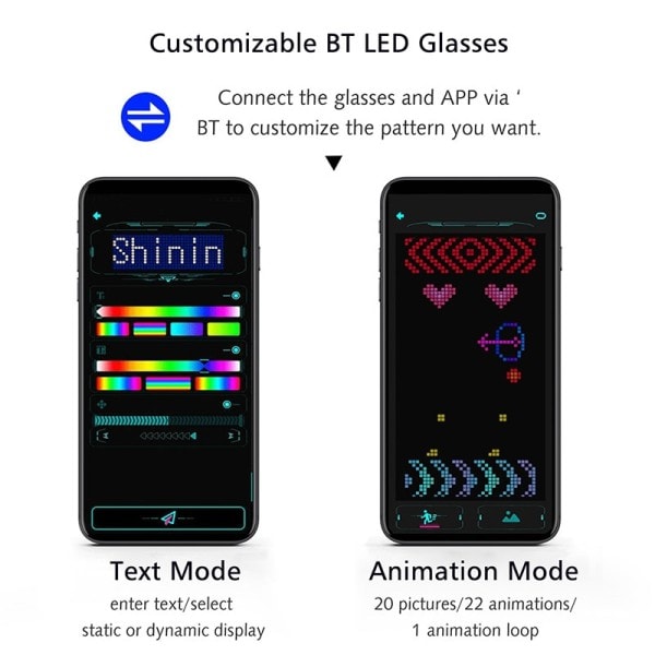 Led lasit Bluetooth DIY Luminous Rave Party Lasit Festival Aurinkolasit Gafas Led Electronic Shining Glasses