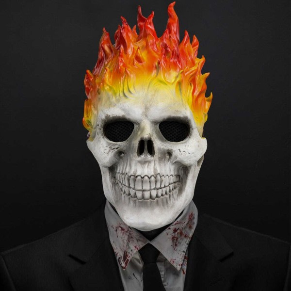 Halloween Ghost Rider Punainen Ja Sininen Likki Kallo Naamio Harror Ghost Full Face Latex Maks