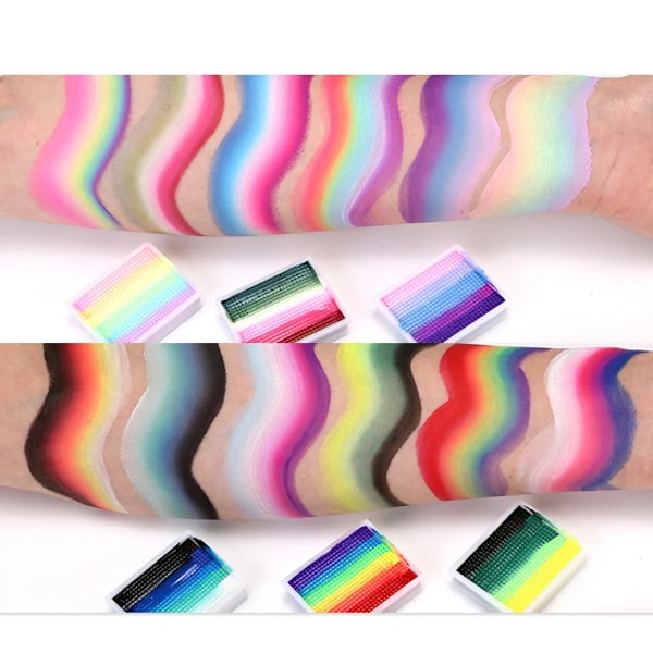 12 färger vattenlöslig regnbåge palett barn's ansikte kropp färg halloween scen makeup