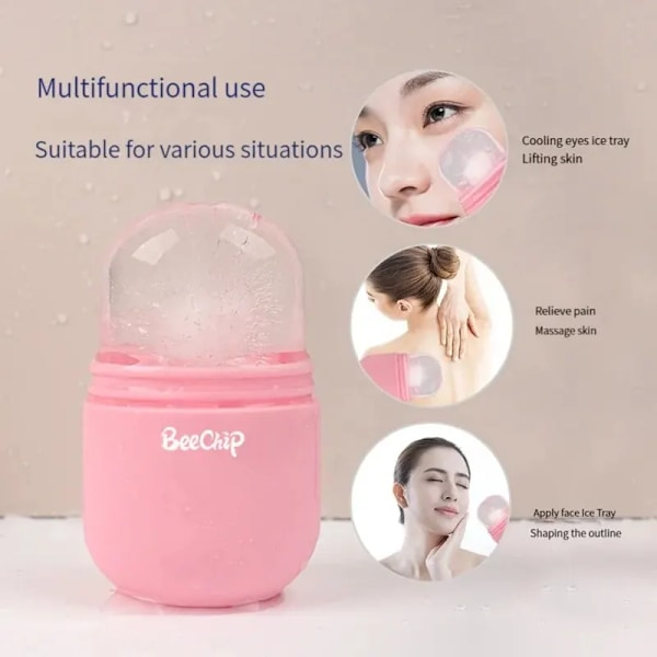 Pink Ideel Ansigt Behandling Øjen Massager Silicone Ansigtsbehandling Is Massage Roller