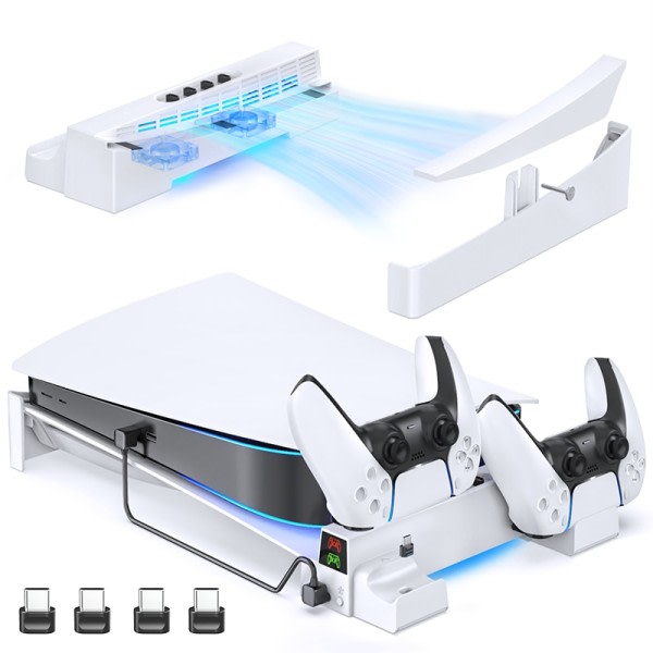 PS5 Konsol Horizontal Køling Stand PS5 Base Holder PS5 Controller Oplader til Playstation 5 Disc & Digital Editions