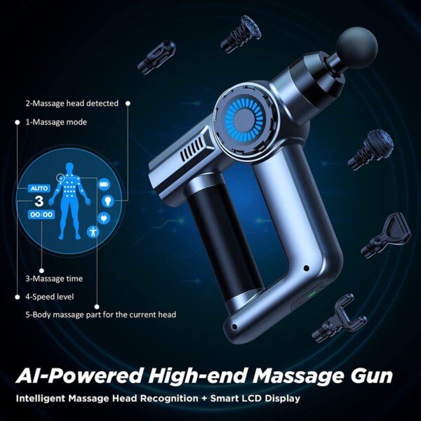 LCD Display Massage Pistool Professionel Dyb Muskel Massager Smertelindring Krop Afslapning Fascial pistol