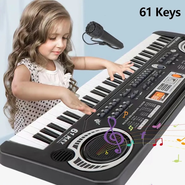 Elektronisk Piano Keyboard Bærbart 61 Keys Orgel med Mikrofon Utdanning Leker