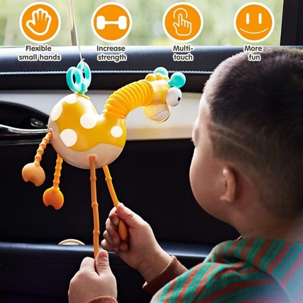Montessori Baby Sensor Leksaker Silicon Drag Snöre Aktivitet Giraff Leksak Vridning Clockwork Neck Rese leksaker för småbarn