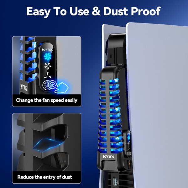PS5 Konsol Kylning Fläktar Uppgraderad PS5 Tyst Kylare Fläkt med LED Ljus USB 2.0 Hubs för Sony Playstation
