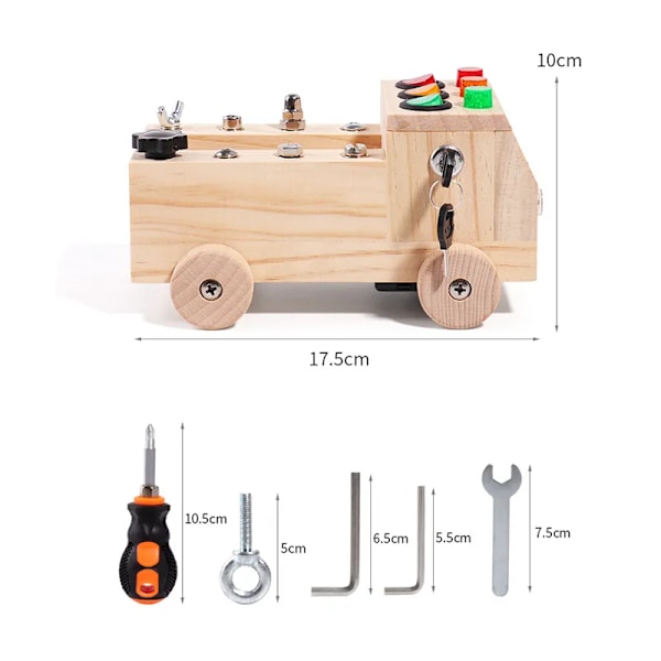 Barn's Trä LED Switch Busy Board Demontering och Montering Skruvar och Muttrar Verktyg