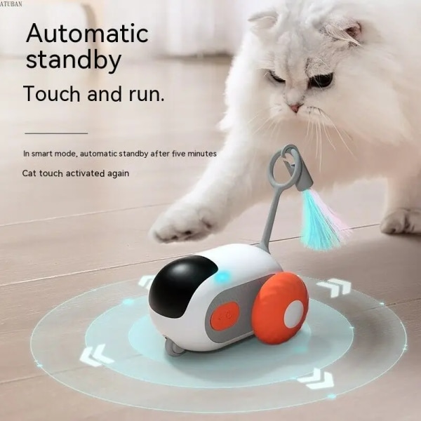 Fjernbetjening Smart Cat Legetøj Active Rulling Bil with Replaceable Car,Rechargeable Wicked Car