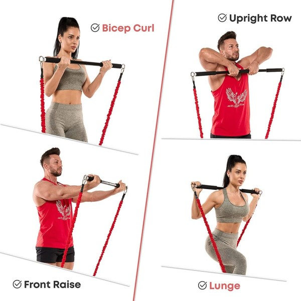 Workout Bar Passer Modstand Bands med Clip Bærbar Resistance Bands Exercise Bar
