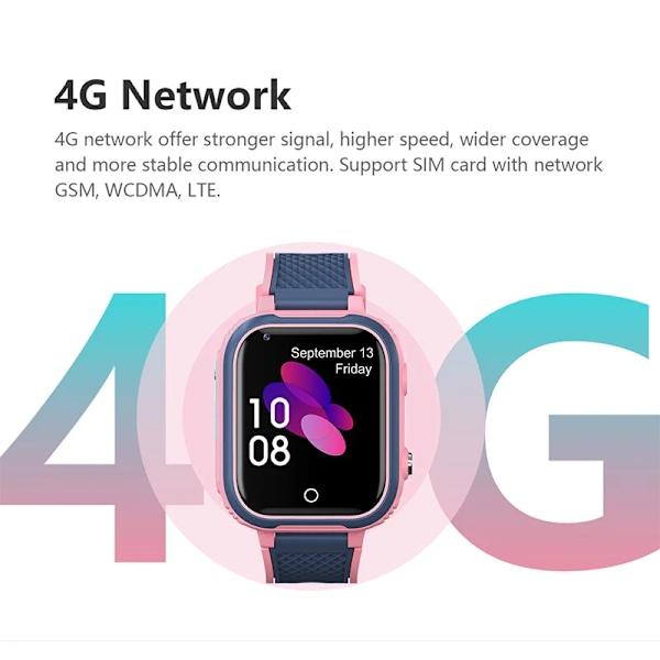4G Älykello Lapset GPS WIFI Video Puhelu SOS IP67 Vedenpitävä Lapsi Älykello Kamera Näyttö Tracker Sijainti Puhelin kello