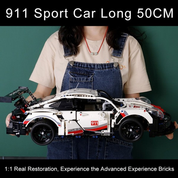 50CM Teknisk Klassisk Porsched 911 RSR Sport Bil Byggeblokker