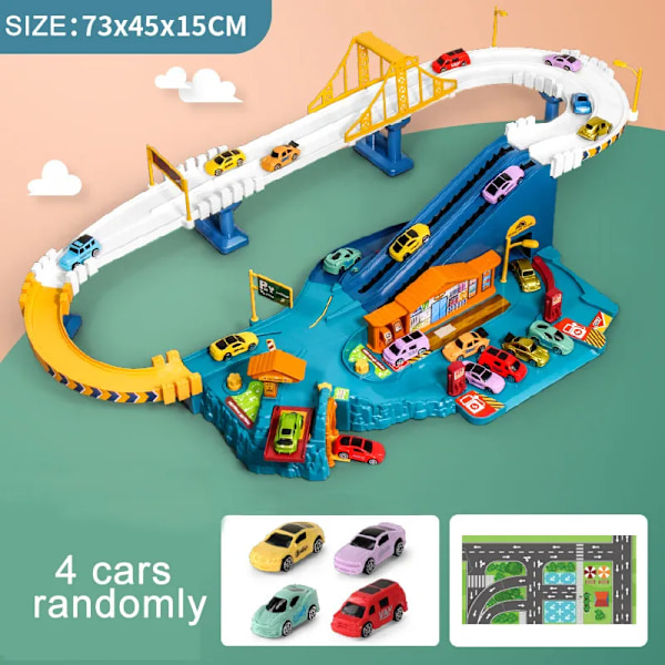 Elektrisk Rail Bil Dinosaur Bygning Parkeringsplass Eventyr Racing Rail Bil Leker
