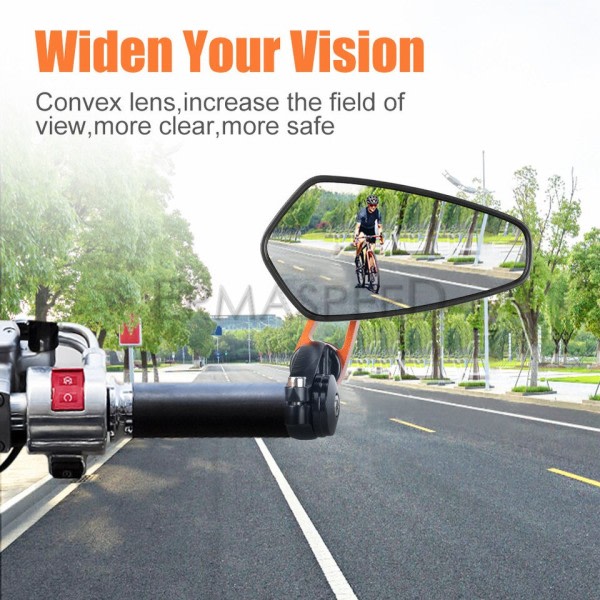 Motorcykel Rearview Speglar Universal Clear Glas Scooter Bar End Styre Spegel Rear View Spegel