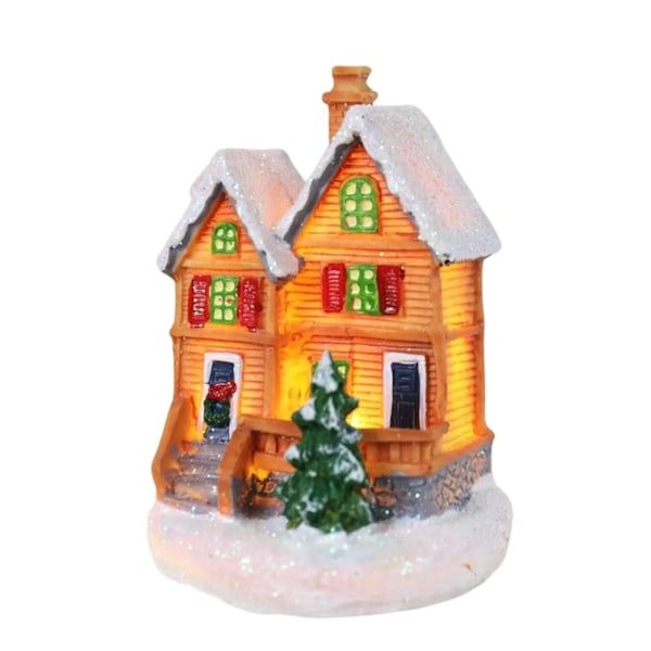Jul led lys hus jule tre pynt LED harpiks liten landsby hus jul glød dekor