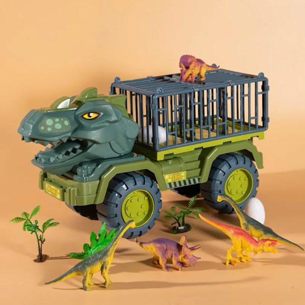 Gutter Bil Leker Dinosaur Lastbil Transport Carrier Kjøretøy Dino Dyr Modell Tyrannosaurus Rex Lastbil
