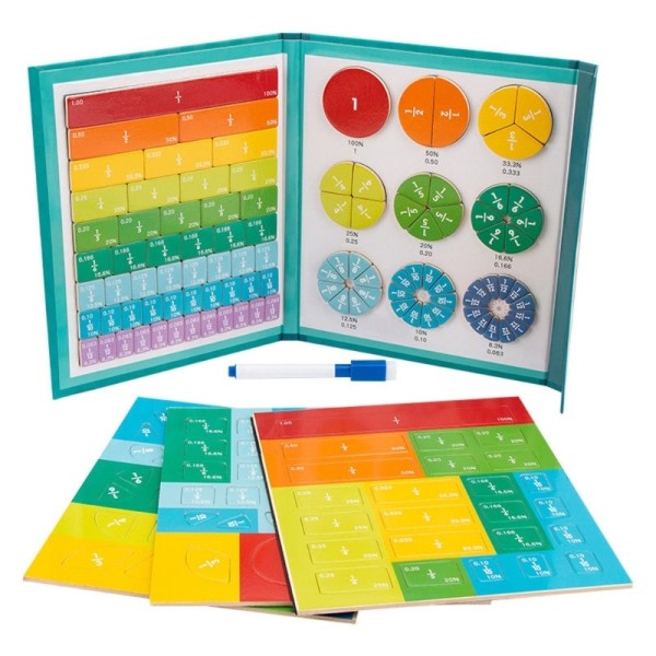 102 stk sett regnbue magnetisk brøk kuber bok barn læring pedagogisk mattematteleker