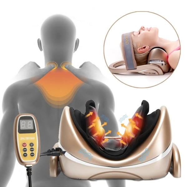 Nakke Massager Elektrisk Airbag Infrarød Opvarmning Vibration Cervikal Stretche Rygsøjle Skulder Støtte