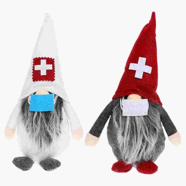 2 Gnome Jul Skrivbord Dekoration Skog Man Figurine