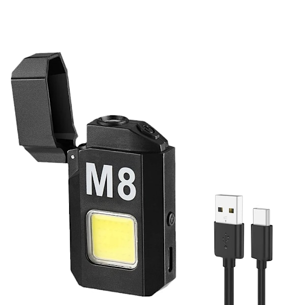Led Ficklampa Med Tändare Dual Arc Pulse Flameless Lighter Type C Rechargeable Lighter Work Light