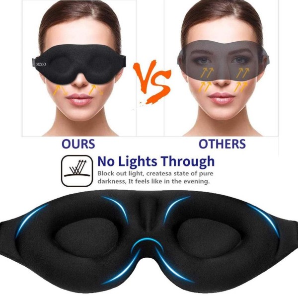 Sove 3D Konturert Kopp Blindfold Konkav Sstøpt Natt Søvn Maske