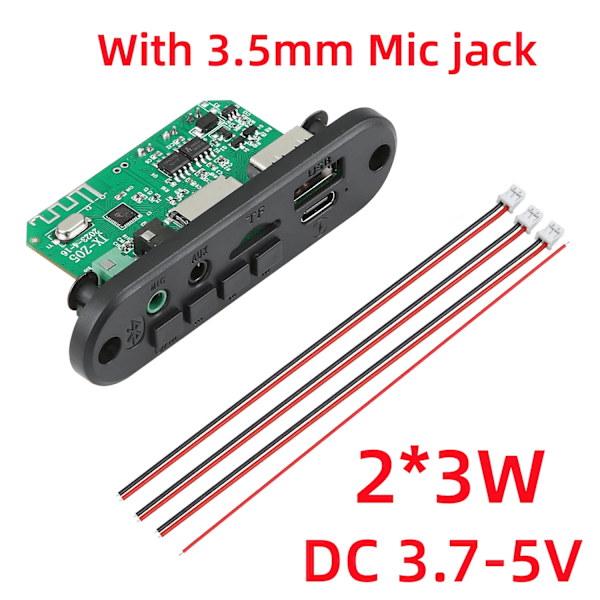 DC 5V 10W Bluetooth 5.0 Stereo DIY Bil MP3 Spelare Dekoder kort