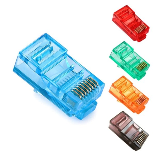 Ethernet kabler modul plugg nettverk kontakt RJ-45 krystall hoder Cat5 farge Cat5e gull belagt kabel