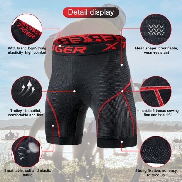 Pyöräily Shortsit Hengittävä Mesh Pyöräily Alusvaatteet Gel Pad Iskunkestävä MTB Pyörä Shortsit