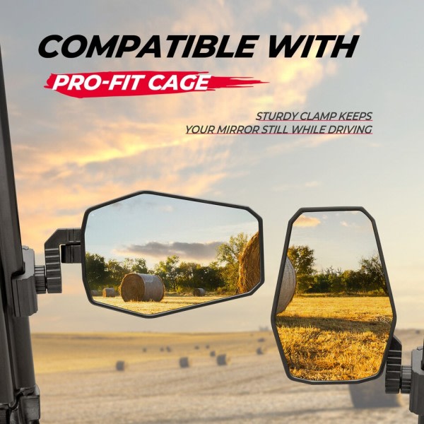 UTV Pro-Fit Cage Side Rearview Speil Kompatibelt med Polaris Ranger