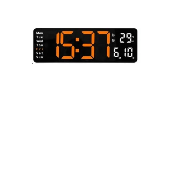LED Digital Vägg Klocka Vägg Monterad Fjärrkontroll Temperatur Datum Vecka Display Timer Dubbel Alarm Klocka