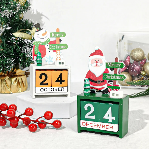 Jul tre kalender pynt nedtelling nisse nissen snømann diy for bordplater pynt