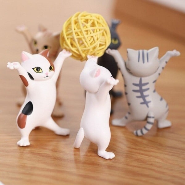 5 modeller dans kat figur dekoration animation kat model mode legetøj fortryllende kat kapsel legetøj