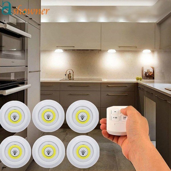 Super Bright Cob Under Cabinet Lys LED Trådløs Fjernbetjening Kontrol Dæmpbar Garderobe Nat Lampe