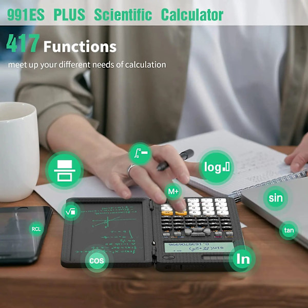 Solar Scientific Lommeregner med LCD Notesblok 417 funktioner
