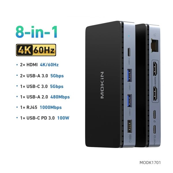 USB C telakka asema kaksois DisplayPort 8 1 kannettava telakka asema kaksois näyttö