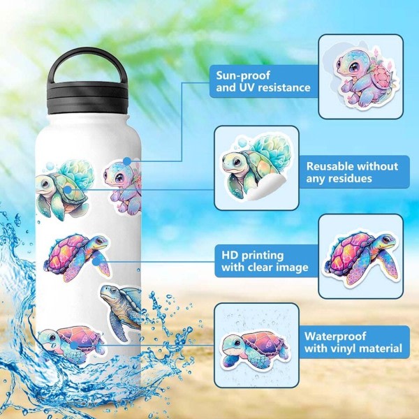 50 bitar blått hav världen sköldpadda klistermärken paket för barn tecknad film graffiti dekaler vägg klistermärke