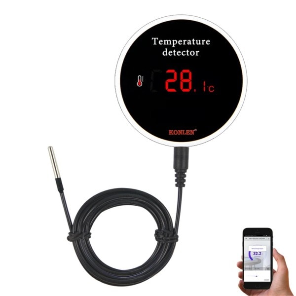 Wifi Temperatur Sensor 3m Tråd Probe Digital Smartlife Termometer