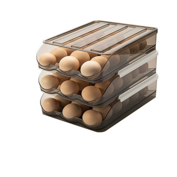 Automatisk rulning æggeboks flerlags stativ holder til køleskab friskholdende boks