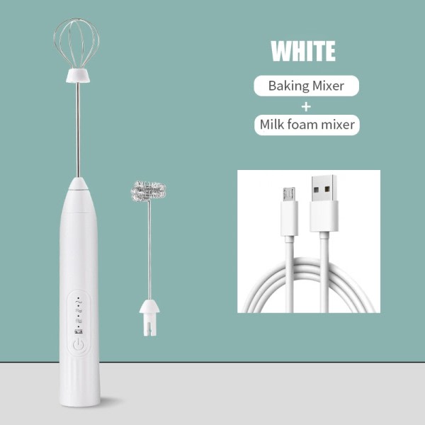 2 in 1 USB ladattava sähkö muna vatkain vispilä kahvi sekoitin kaksoispäät maidon vaahdottimet