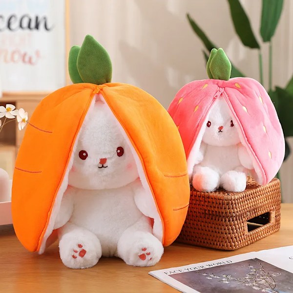 Kanin Plysj Leker Søtt Jordbær Av Kaniner Fylte Dyr Kawaii Bunny Baby Plushie Myk Klem pute
