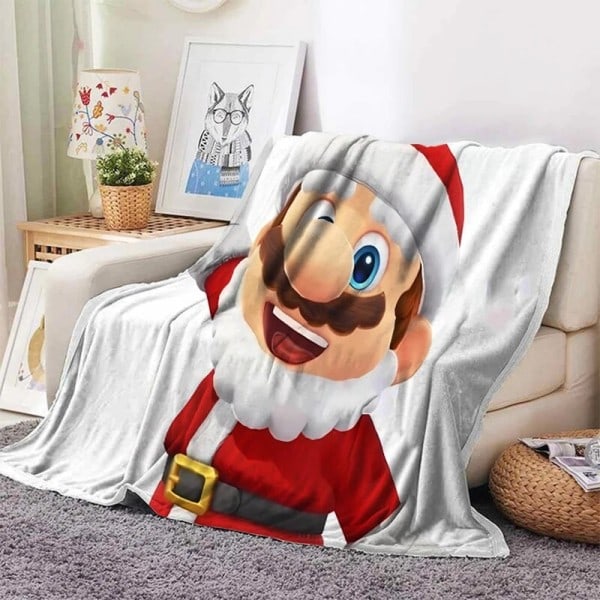 Super Mario Bros Juletæppe Plys Tæppe Tæppe Ansigtsklud sengetæppe tæppe