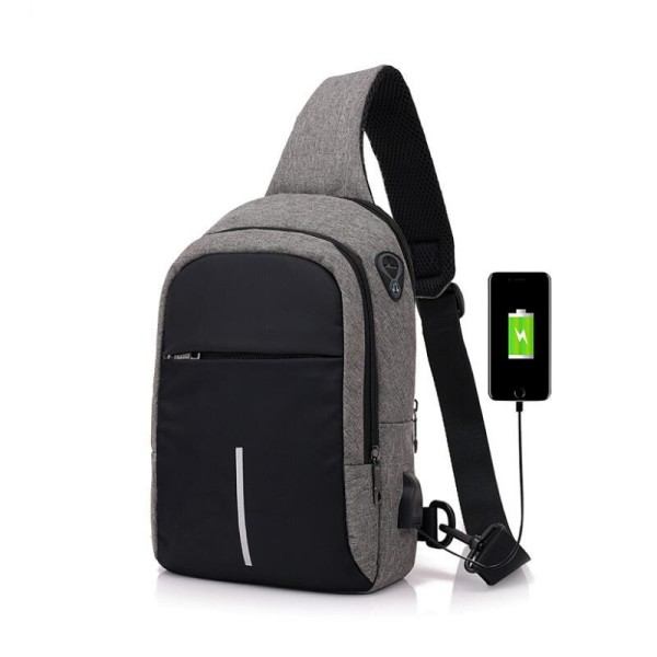usb charge skulder veske menger bud vesker hann vanntett slynge bryst bag gutt reise bagpack