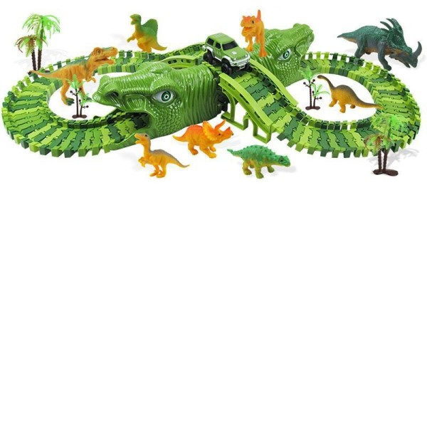 153 stykker Dinosaur Elektrisk Jernbane Bil Jernbane Legetøj Sæt Fleksibelt Udskiftelig Samlet Byggeklodser Bane til børn