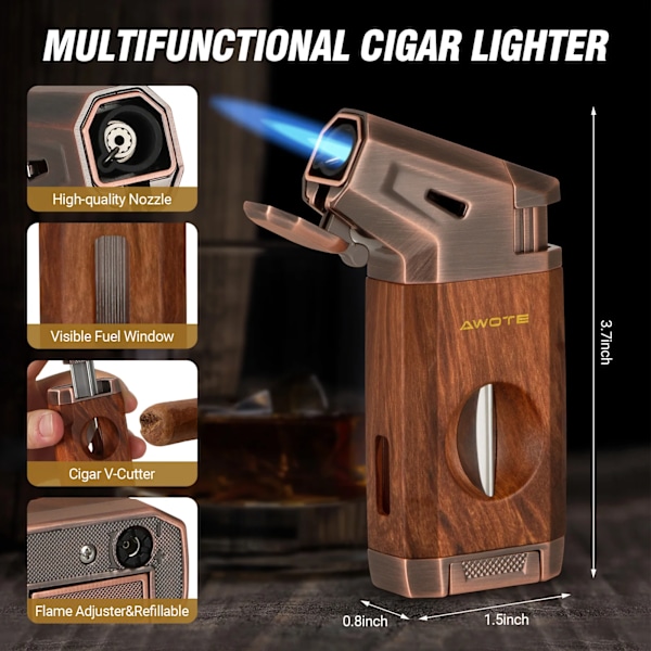 Rejse Cigar Humidor med Lighter