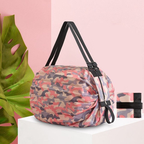 Gjenbrukbar foldbar shoppingpose rosa vanntett oxford klut reise strand bag