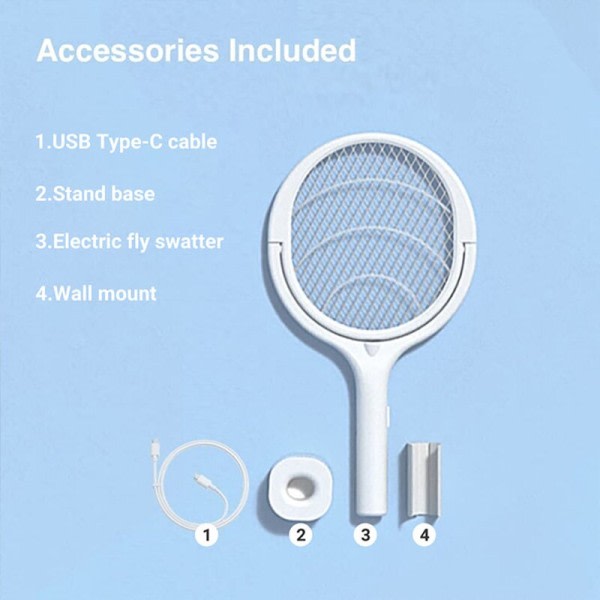 Rask lading racket Kill Fly Bug Sikkerhet ABS Justerbar Elektrisk Mygg Swatter