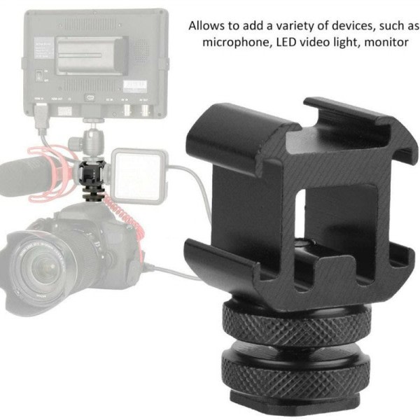 Aluminium Kamera Varmt Sko Mount Adapter Video Tredobbelt Kold Sko Bracket Lys