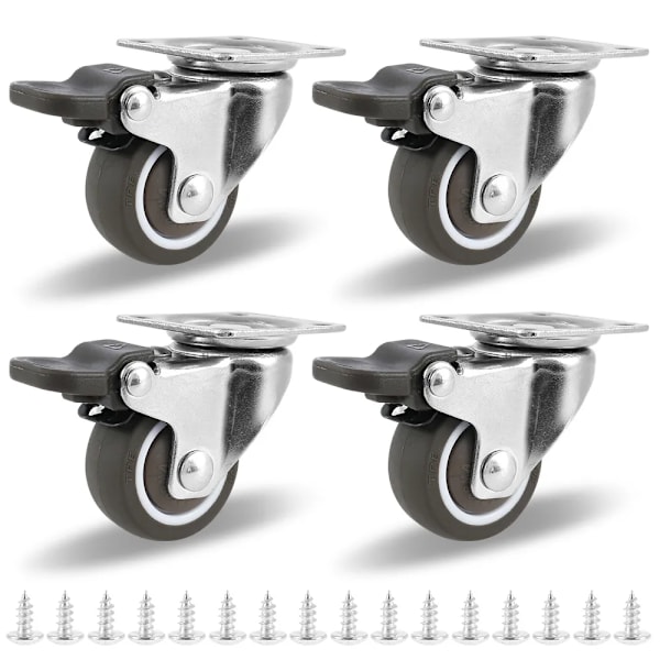 4 deler Universal Svivel Hjul Tungt Møbler Hjul Hjul Silent Tralle Hjul for bord stol sofa med sikkerhet brems