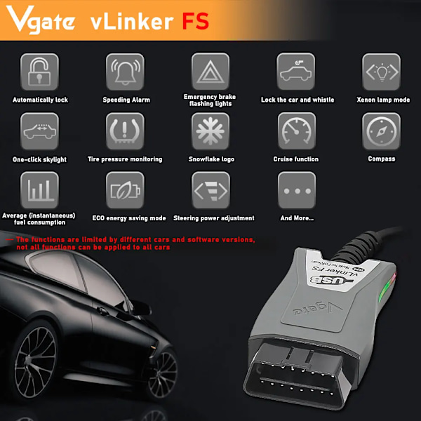 ELM327 vLinker FS USB OBD2 Scanner Bil Auto  Diagnostic Værktøj Automotive Scannere